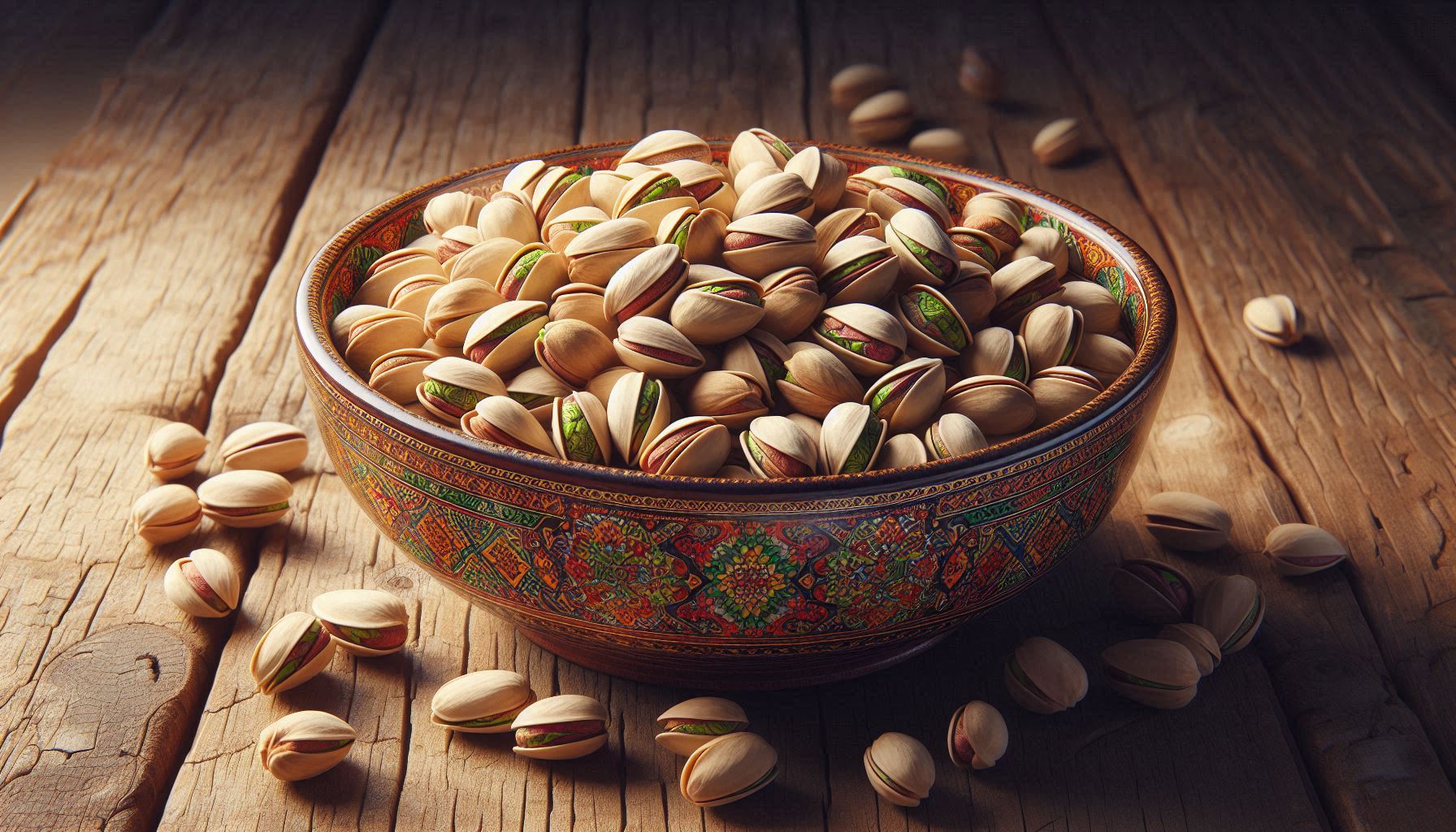 a bowl full of iranian pistachios